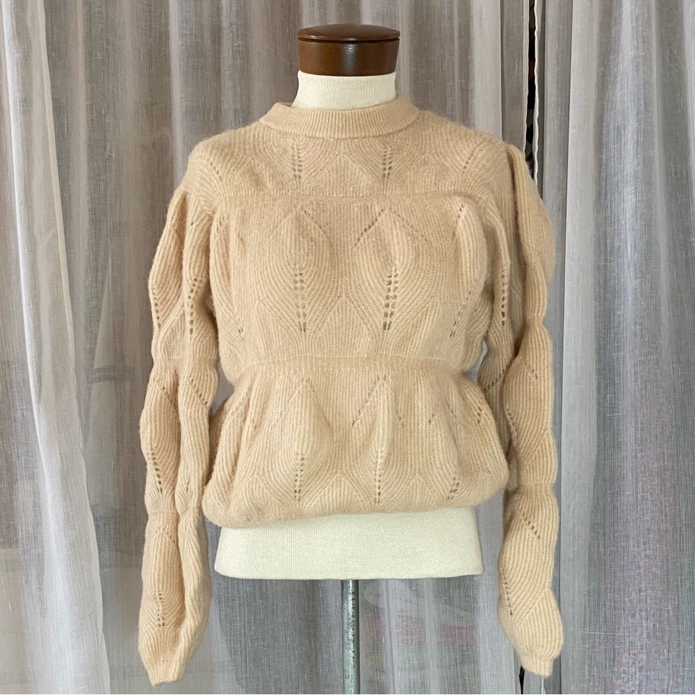 Puffy Pullover Sweater Size S Pointelle Alpaca Blend & Other Stories NWT